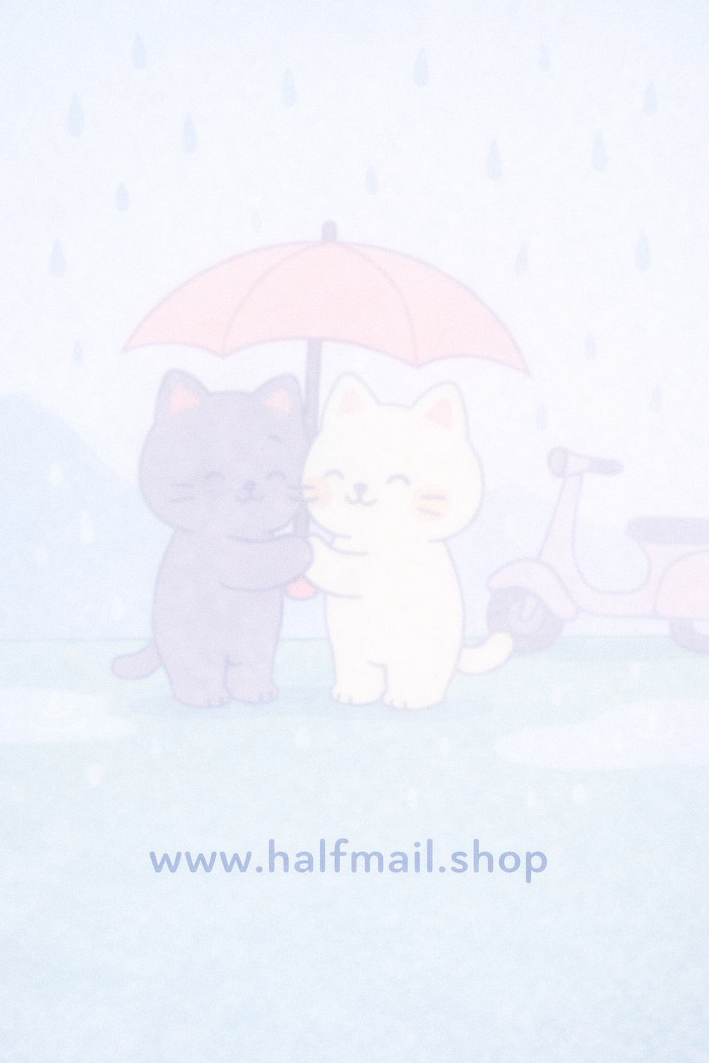 고양이 빗속데이트 뒤면